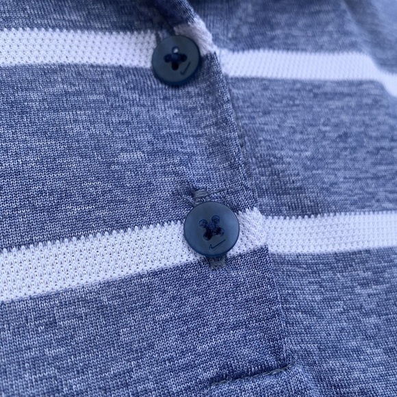 NIKE DRI-FIT Sleeveless Striped Golf Polo - Heathered Blue/White - Picture 9 of 16